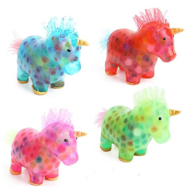 Cross-Border New Product Unicorn Horse Decompression Vent Ball Unicorn TPR Hand Pinch Absorbent Beads Squeeze Stress Ball
