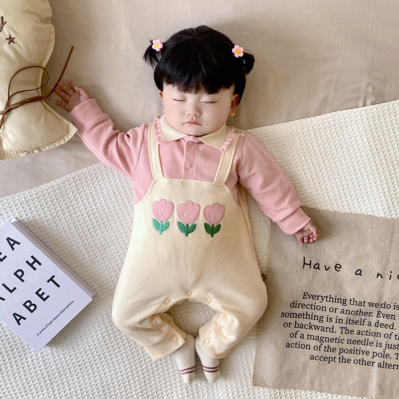 Baby Clothes Spring Baby Jumpsuit Embroidered Small Flower Baby Clothes Long Sleeve Baby Romper Newborn Clothes