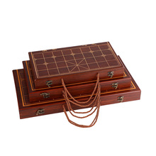 中国象棋木象棋盒收纳棋盘盒两用便携式手提盒复古简约棋子收纳盒