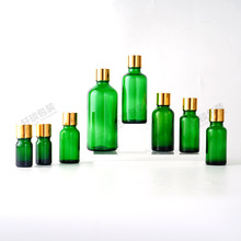 精华液玻璃瓶蓝色电化铝盖精油瓶绿色化妆品分装瓶黑色胶头滴管瓶