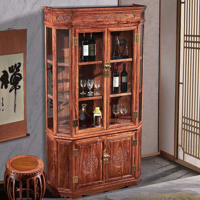 现货速发红木家具非洲花梨(学名:刺猬紫檀)实木间厅柜红木酒柜