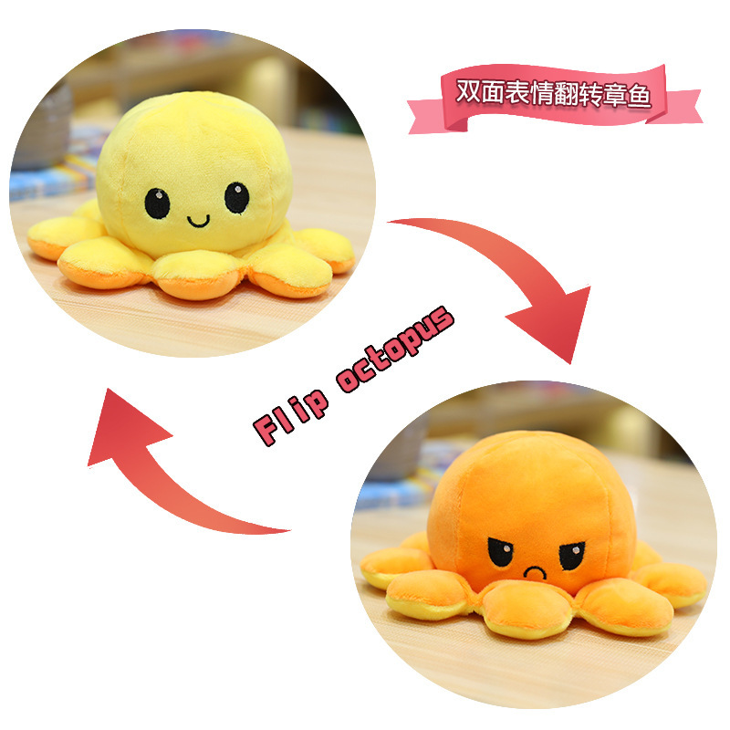 New Cross-Border Double-Sided Flip Octopus Plush Toy Size Two Sides Octopus Figurine Doll Ragdoll Gift