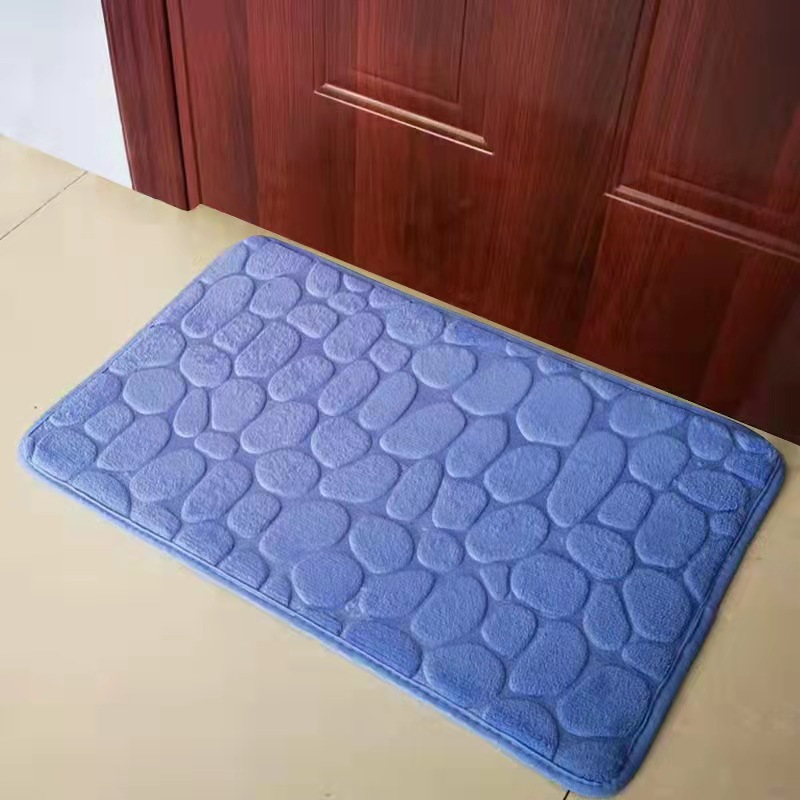 Foot Mat Coral Velvet Embossed Stone Household Memory Foam Bedroom Bathroom Thickening Absorbent Floor Mat Doormat Carpet Non-Slip
