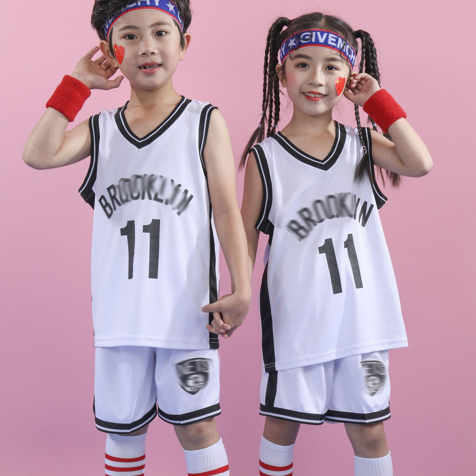 儿童篮球服套装篮网队哈登杜兰特球衣定z印字幼儿园六一表演服装 图片