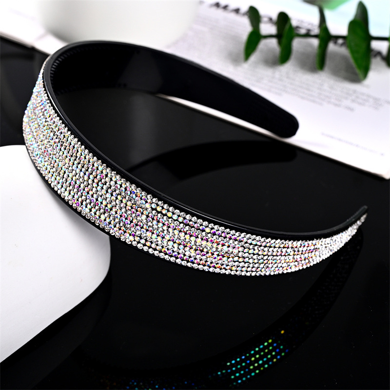 Korean Style Wide Diamond Hairpin Rhinestone Headband Diamond-Embedded Non-Slip Cover Gray Hair with Diamond Adult Hairpin Hairware Wholesale