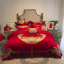 结婚床上用品全棉婚庆红色四件套新中式婚礼婚房布置1.8米2米床