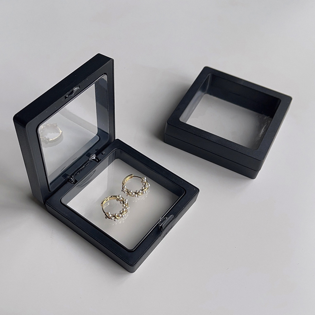 Black Pe Film Jewelry Display Bracelet Necklace Ring Ornament Sealed Transparent Square Black Storage Box Generation Hair