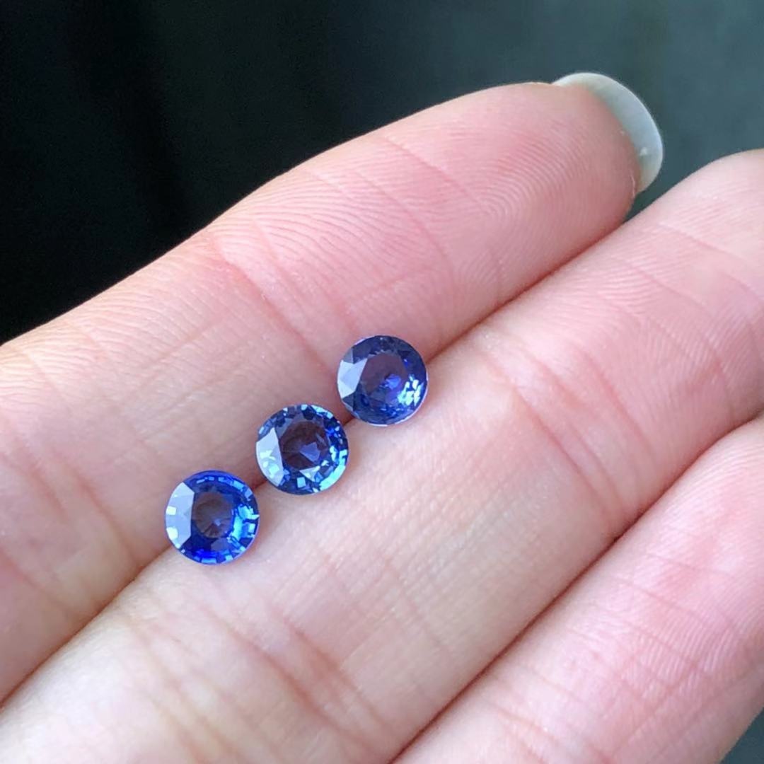 天然斯里兰卡蓝宝石裸石戒面圆形5*5镶嵌彩色/贵重其他饰彩色宝石