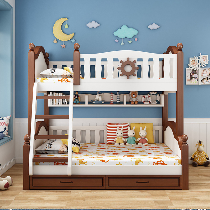 全实木上下床双层床双人床儿童上下铺组合高低床两层分体式子母床