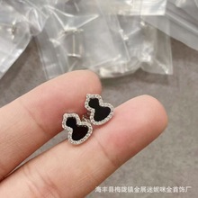 V金镀咪金 高品质小号葫芦镶钻耳钉耳环女名媛必备高级感工厂直销