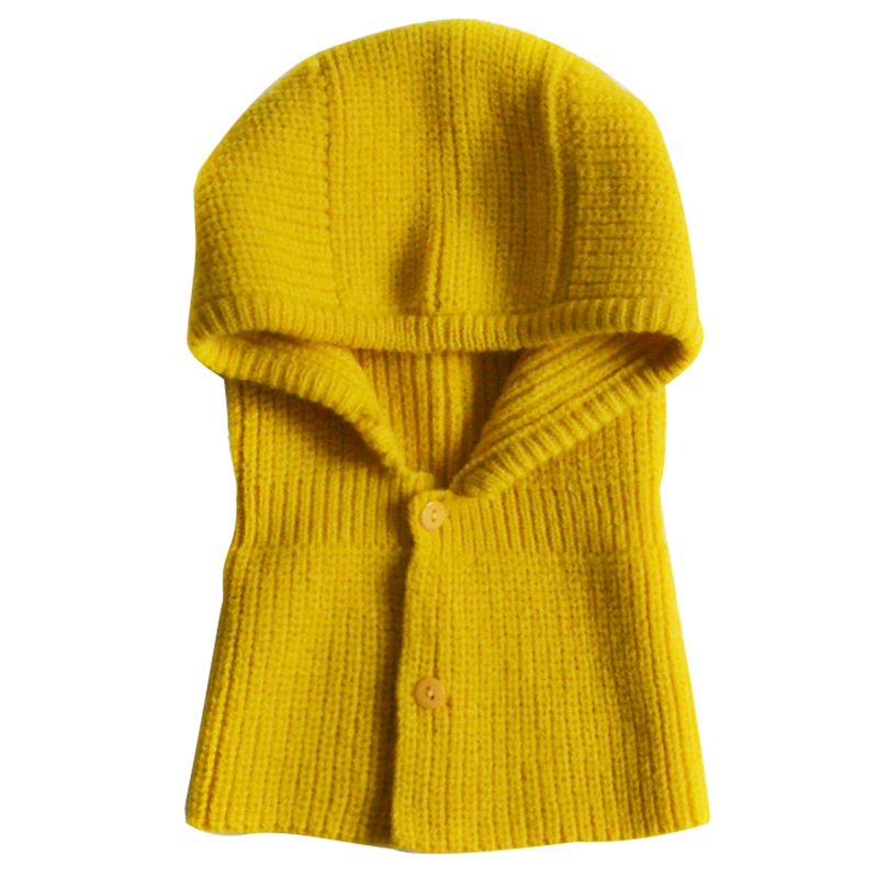 Chengwen New Children's Knitted Hat Fashion All-Match Scarf Hooded PNE-Piece Suit Boys and Girls Simple Solid Color Woolen Hat