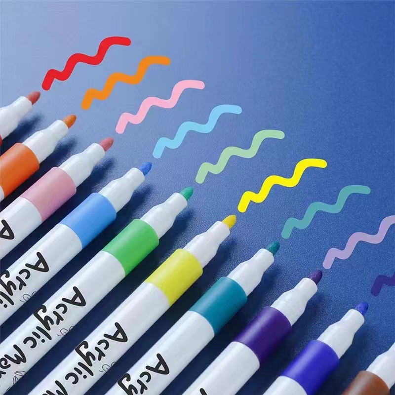 12 Colors 24 Colors Acrylic Marker Pen Color DIY Painting Water-Based Paint Crayon Children Paintbrush Marking Pen Wholesale