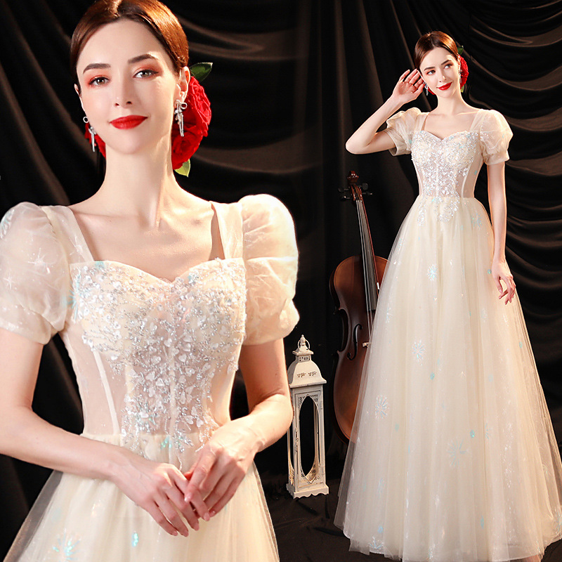 典雅浪漫 香槟色新娘结婚敬酒服宴会年会生日订婚婚纱晚礼服18002
