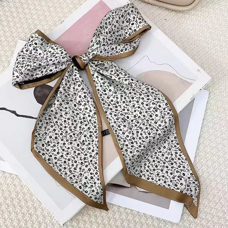 2023 Convenient Small Silk Scarf Women's Popular Spring and Summer Versatile Neck Protection Necklace Small Long Scarf Women's Thin