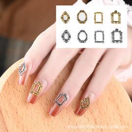 跨境美甲饰品合金相框金属指甲穿戴甲饰品美甲框批发指甲贴蝴蝶结