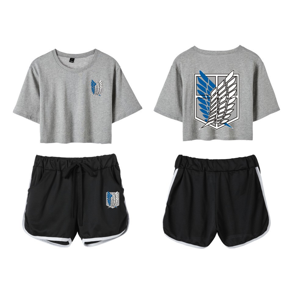 动漫进击的巨人调查兵团三笠艾伦自由之翼 时尚流行短款套装 批发