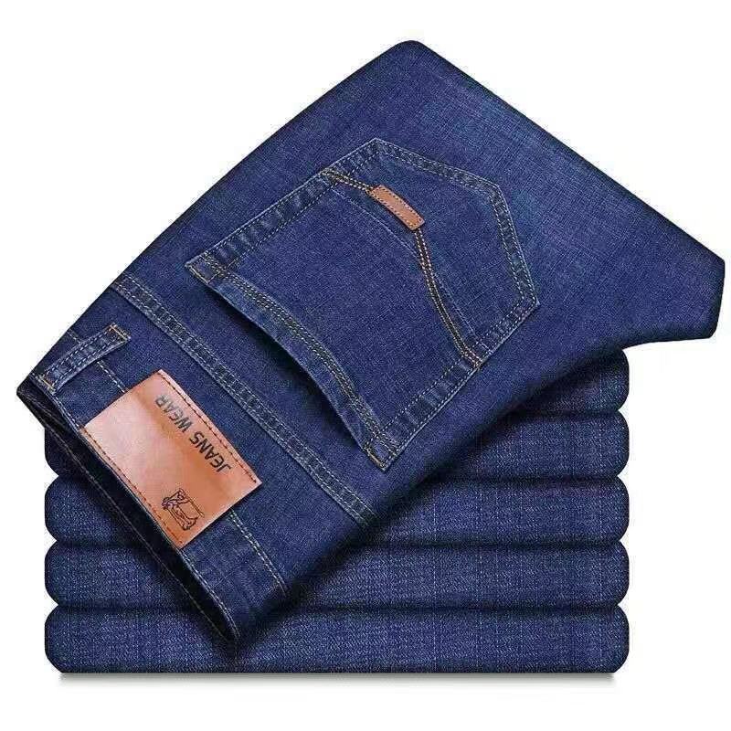 2022 Autumn and Winter Fleece-Lined Thickened Men's Clothing Jeans Men's Straight Loose Large Size High Waist Middle-Aged Men's Stall Clothing