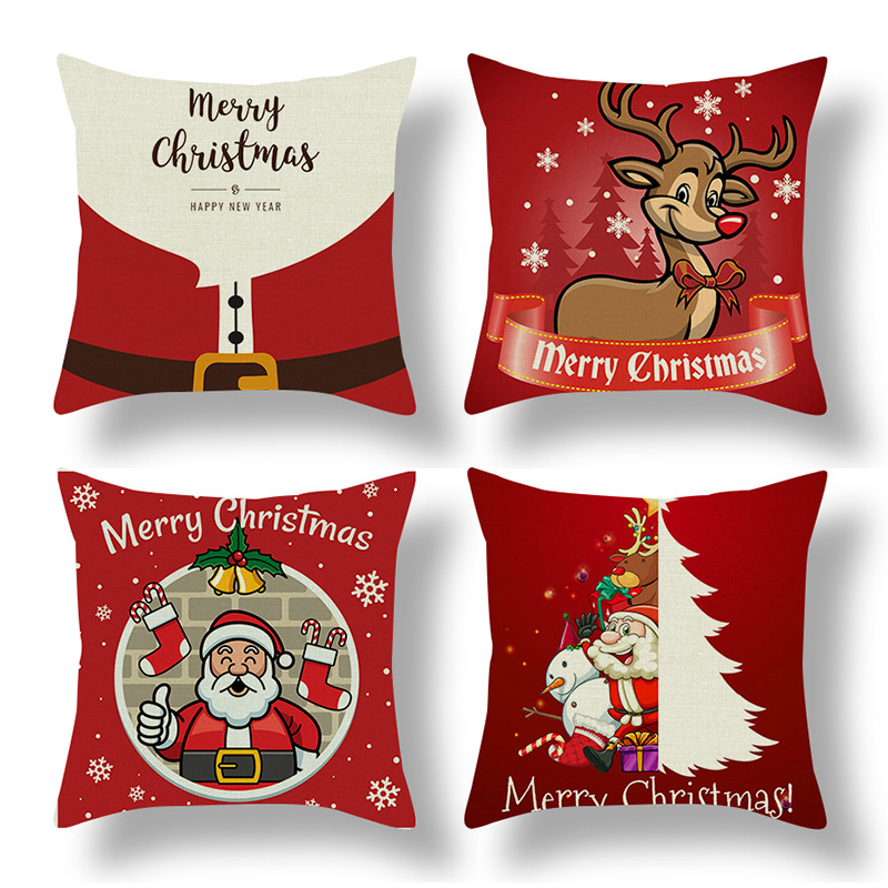 New Nordic Christmas Pillow Cover Snowman Santa Claus Peach Skin Fabric Pillow Sofa Bed Throw Pillowcase