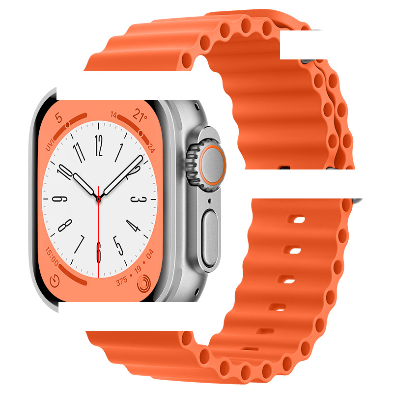 Applicable to Apple Ocean Strap Original Buckle Same Style 8 Ultra/Iwatch8 Generation Apple Silicone Watch Strap