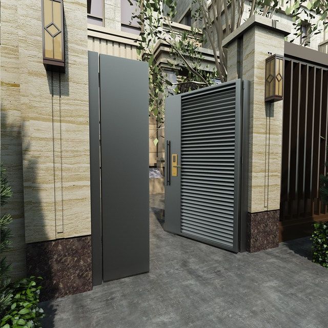 粤达不锈钢品牌定 制铜门别墅大门高端庭院入户门子母门家用防盗门铝