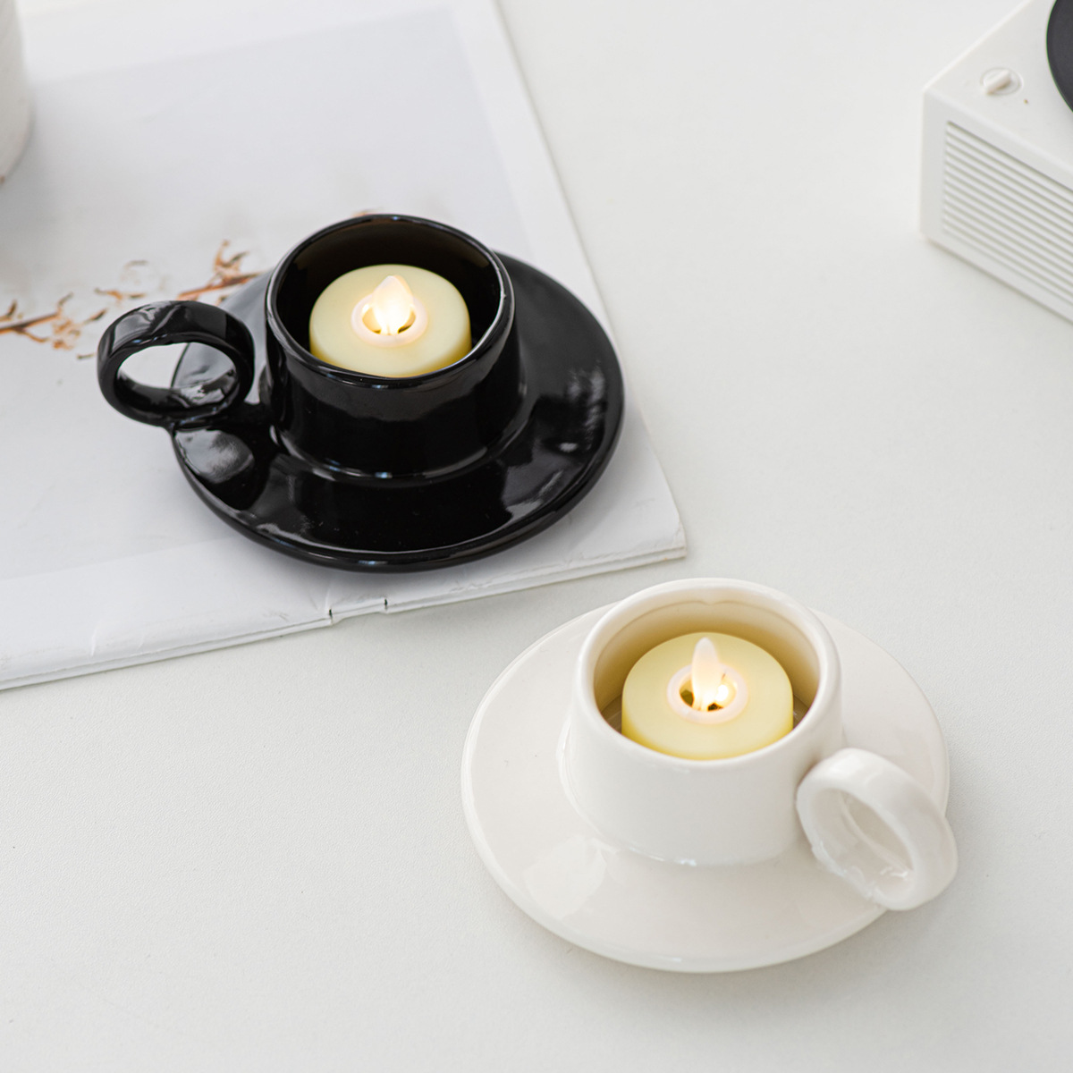 现代简约陶瓷手持烛台小巧蜡烛杯圣诞节婚庆婚礼咖啡厅装饰-阿里巴巴