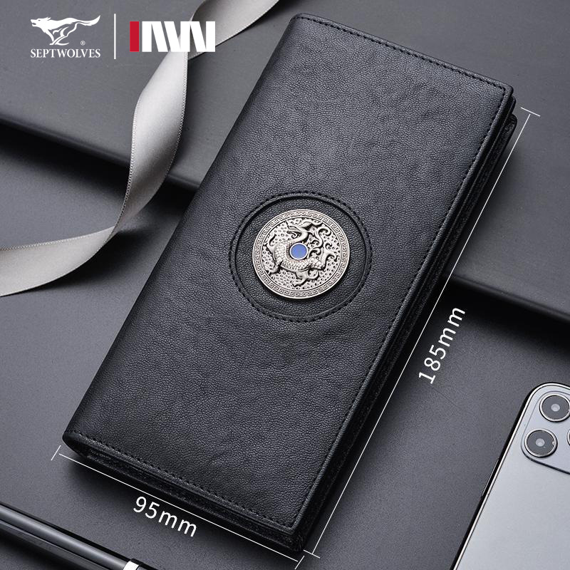 男士长款钱包真皮直款真牛皮钱夹大容量多卡位纯皮立款票夹子软皮