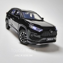 JKM1/32 丰田RAV4六开金属合金SUV声光减震转向汽车玩具模型