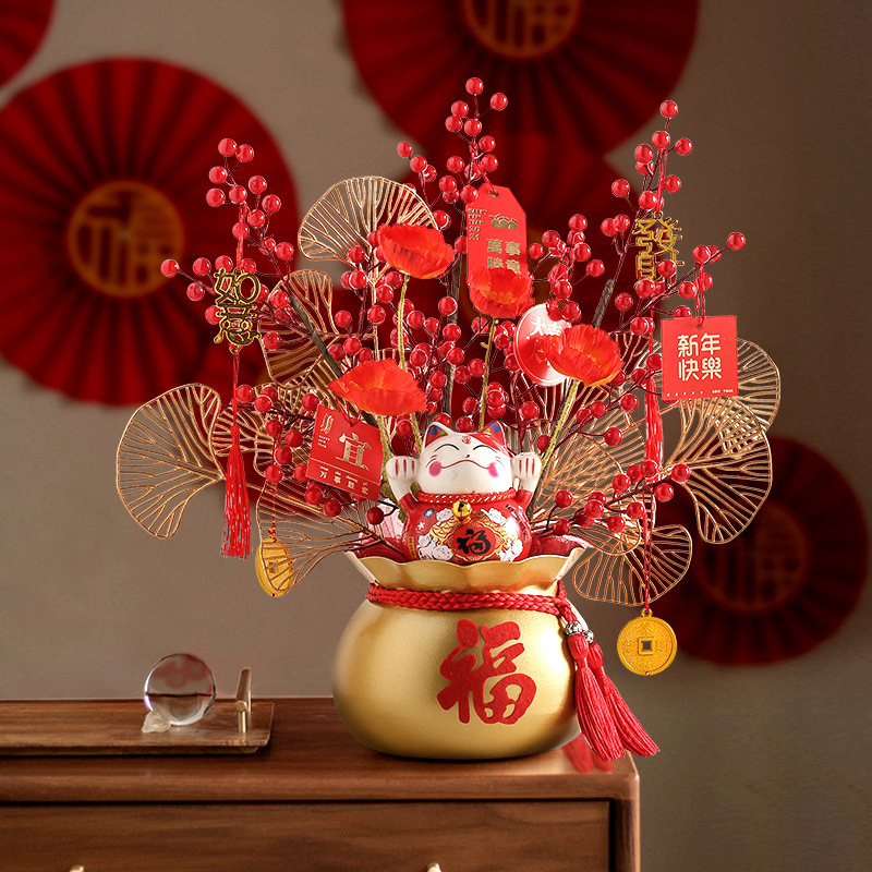 福桶新年桌面摆件过年摆饰客厅搬家乔迁新居前台春节装饰礼品2022
