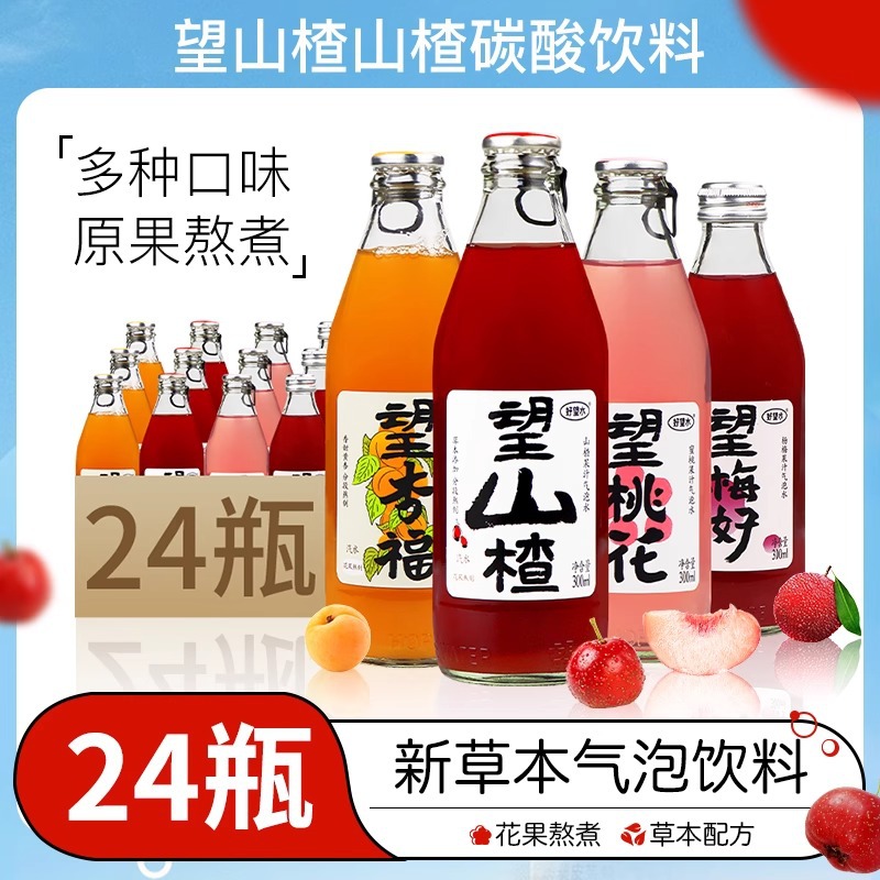 好望水望山楂果汁气泡水 300ml*24瓶山楂汁0脂健康果汁量大可询价