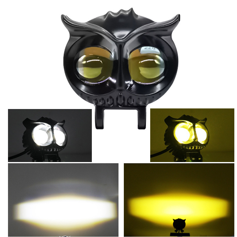 LED Motorcycle Light Modification Headlight Lock and Load Spray Two-Color Electric Car Owl Eye Spotlight Far and near Integrated