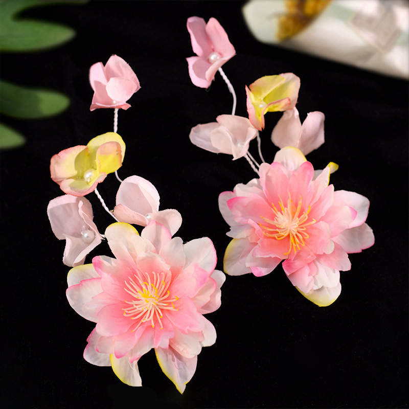 古装汉服拍摄仙气百搭发饰花朵对夹古风头饰原创超仙手工绢花发夹