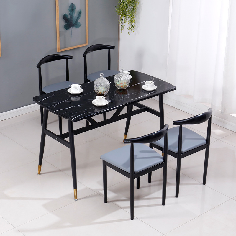 餐桌椅组合仿大理石现代简约小户型家用左右餐桌椅组合饭桌餐厅家