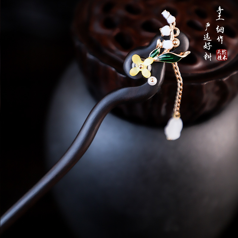 天然黑檀木发簪古风盘发簪子旗袍简约现代步摇木簪汉服复古发钗发