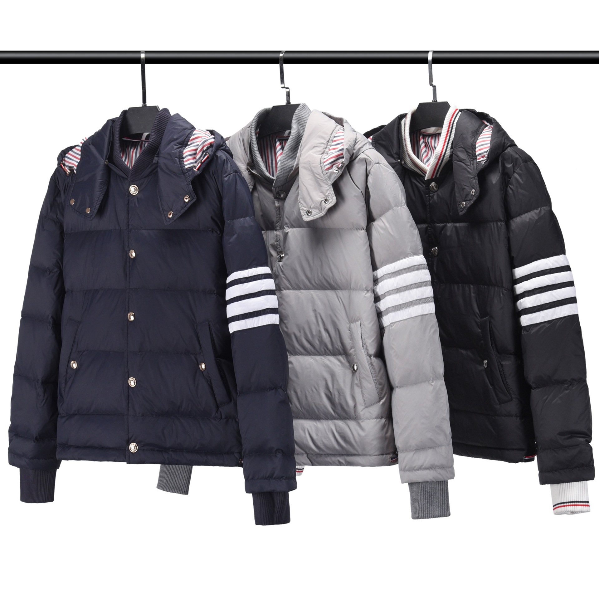 thom brun新款冬季tb羽绒服男女同款英伦日常翻领连帽羽绒外套