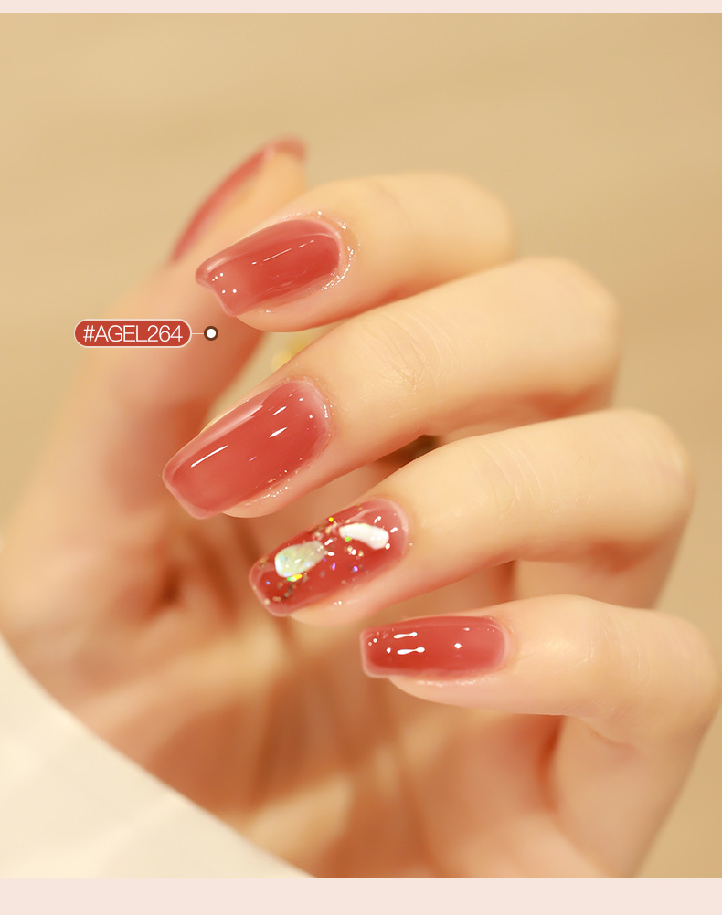 sweet color网红透明裸色美甲指甲油胶新款冰透玉脂果冻持久粉色