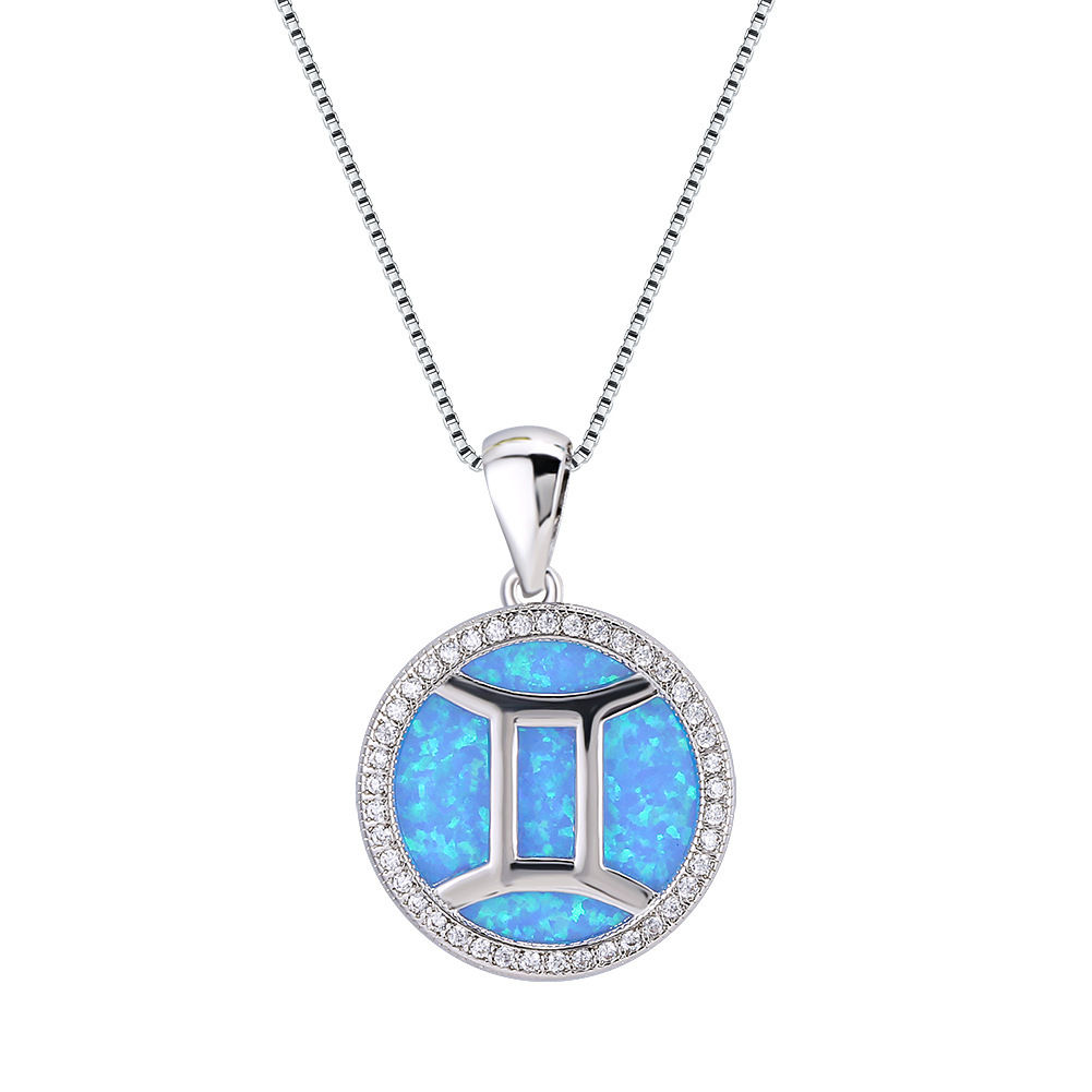 网红直播货源跨境亚马逊ins风澳宝双子座吊坠项链简约个性锁骨链