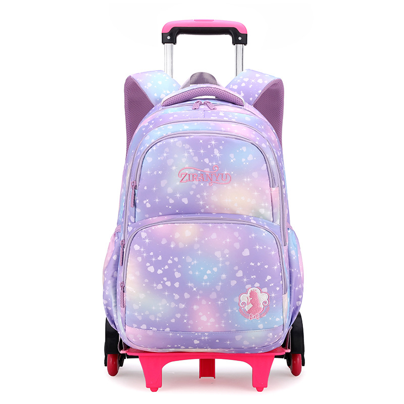 2022 Natural Fish New Trolley Schoolbag Primary School Student Grade 3-6 Little Princess Fashion Best-Seller Exclusive for Cross-Border