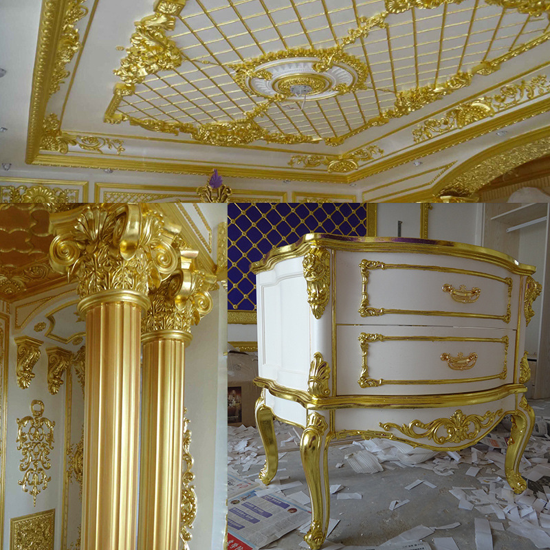 牌金箔 台湾仿金箔香槟金银箔玫瑰金装修吊顶贴金泊纸100张售