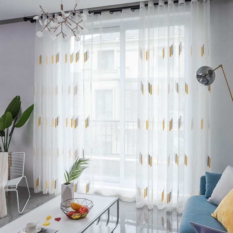 83成交3件白纱窗帘帘布飘窗薄窗布料成品色沙阳台卧室透光窗帘帘一件