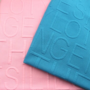 字母提花空气层涤氨纶浮雕3d提花夹丝棉空气层布ins卫衣服装面料