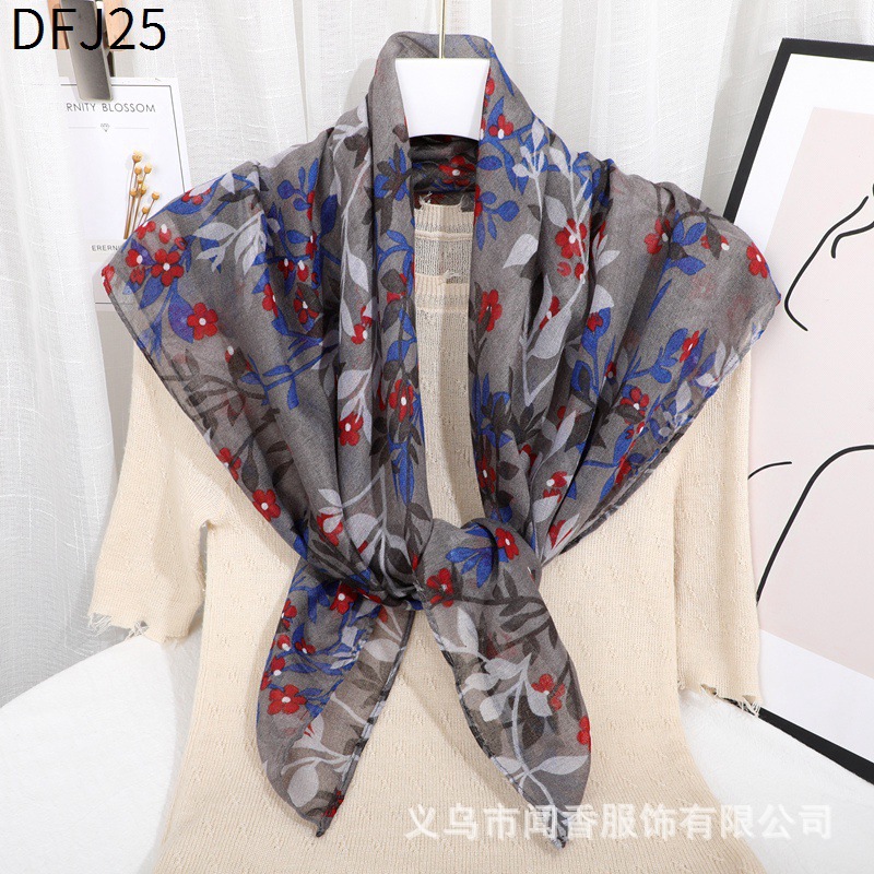 New 90 Square Scarf Fashionable Warm Thin Scarf Silk Scarf Women's Dustproof and Sun Protection Closed Head Scarf Working Small Shawl