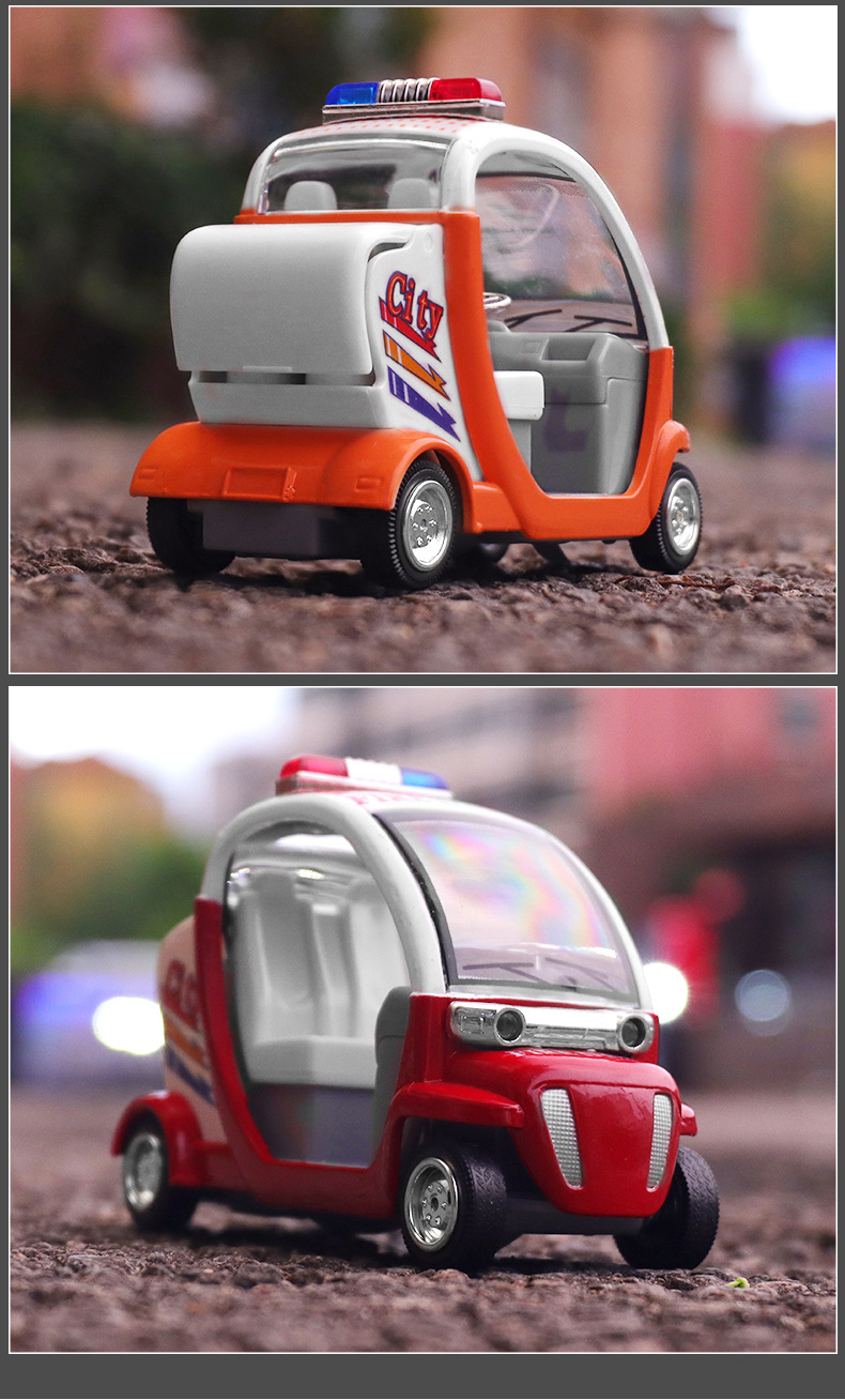 蒂雅多合金巡逻车模型城市警备车回力声光玩具汽车巡查车5330无盒