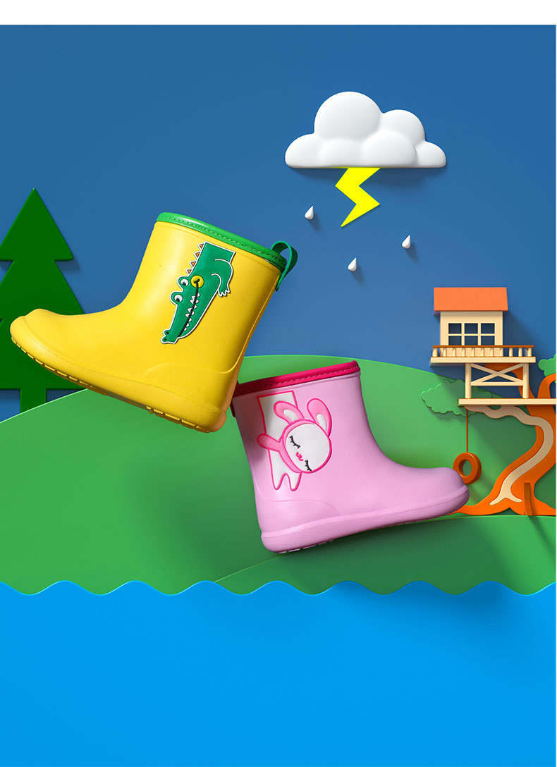 新款可爱卡通儿童雨鞋男童女童四季雨靴幼儿宝宝轻便水鞋小童胶鞋