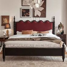 美式复古实木床卧室双人大床现代简约法式黑色轻奢软包公主床婚床