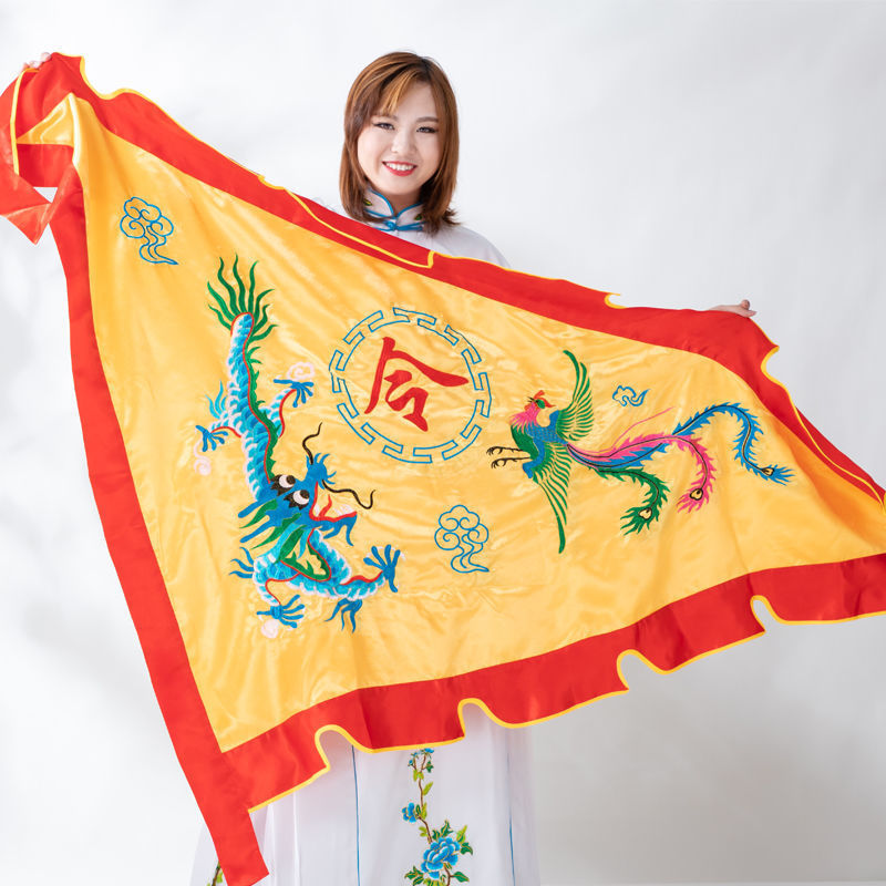 龙凤旗双面刺绣三角旗龙旗凤旗龙凤令旗五色旗庙用旗五方彩旗五营
