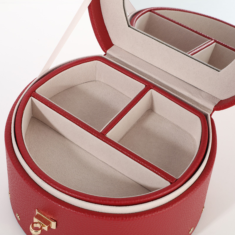 PU Leather Jewelry Box round Studs Eardrop Necklace Lipstick Dustproof Storage Box Simple Jewellery Box Wholesale