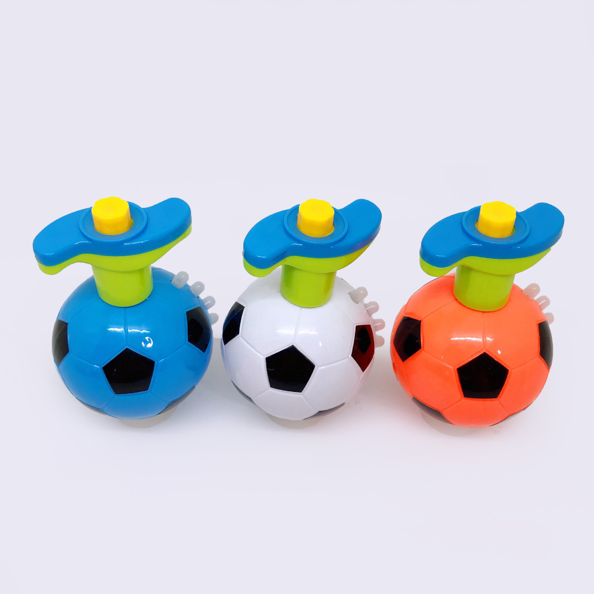 儿童球形玩具足球闪光音乐陀螺七彩灯光男孩按压旋转发射器陀螺