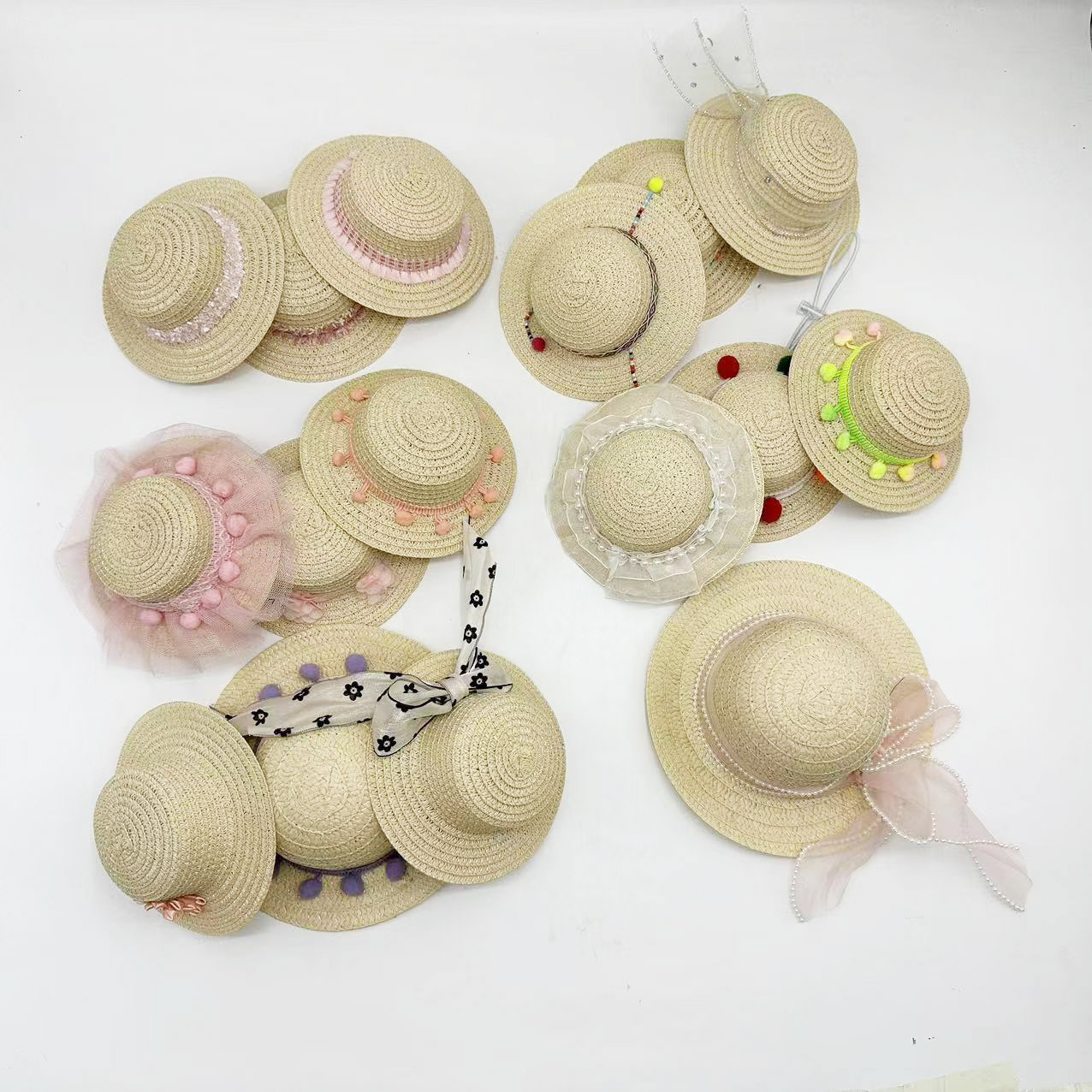 Cross-Border Internet Celebrity Pet Hat Cat and Dog Classic Style Lace Straw Hat Bow Hat Cute Photo Props