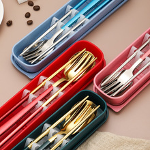 源头厂家304不锈钢便携餐具韩式勺叉筷子套装 学生旅行餐盒套装