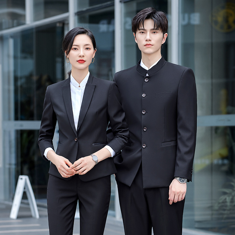 中国风立领西服男女款套装中式结婚礼服宴会中山装男士西装套装秋